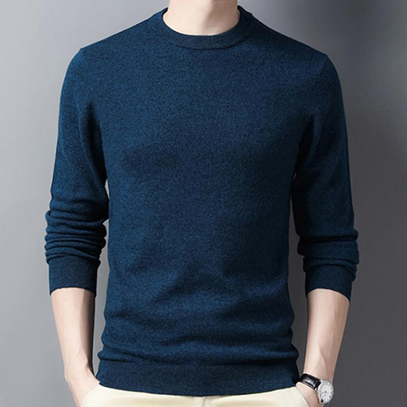 Spring and Autumn Men's Pure Wool Sweaters, Round Neck Bottoming Shirts, Business Casual Sweaters for Men