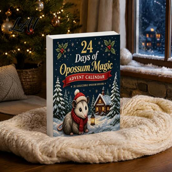 Christmas Advent Calendar 24 Days with 2D Flat Acrylic Possum Pendants Holiday Countdown Decorations Festive for Tree Decoration And Party