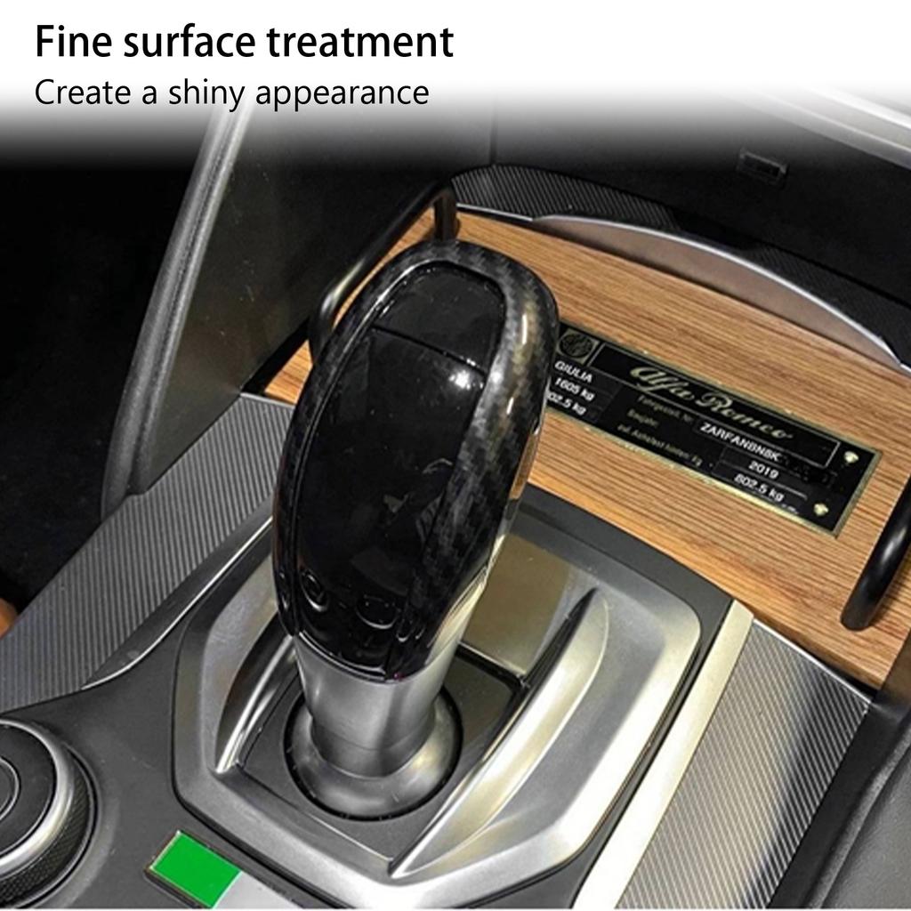 Gear Shift Knob Cover Trim Carbon Fiber Replacement for Alfa Romeo Giulia Stelvio 2020‑2021