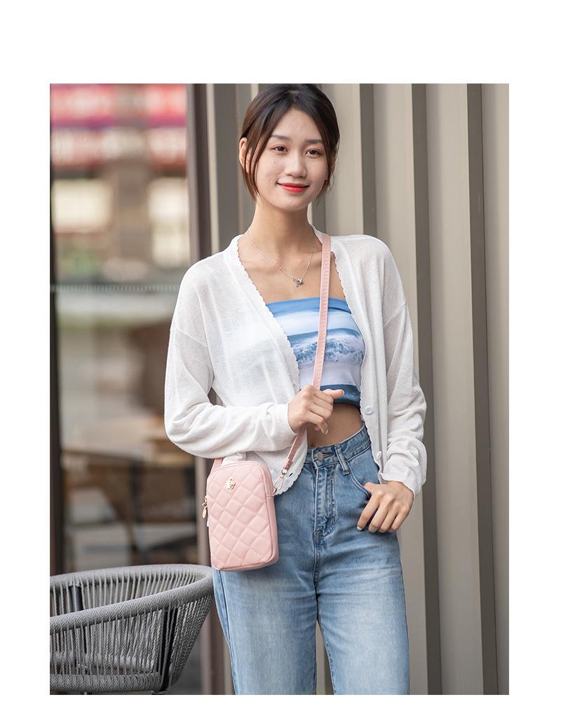 Trendy Embroidered Diamond Pattern Crossbody Phone Bag - 2022 Women's Style