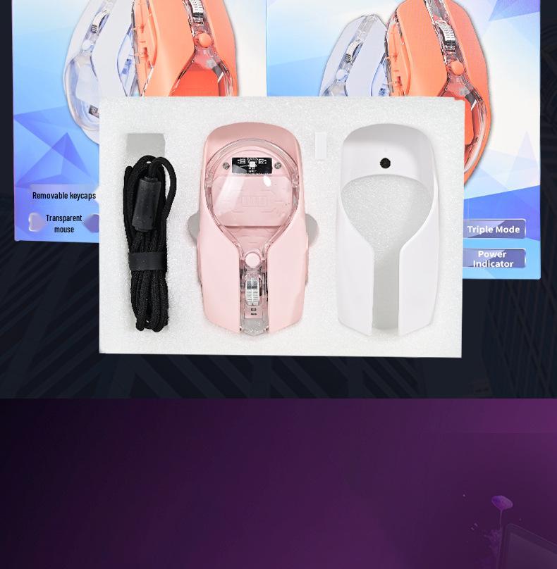Transparent Luminous Wireless Mouse with Dual-Mode, Marquee Effect, and Magnetic Detachable Feature