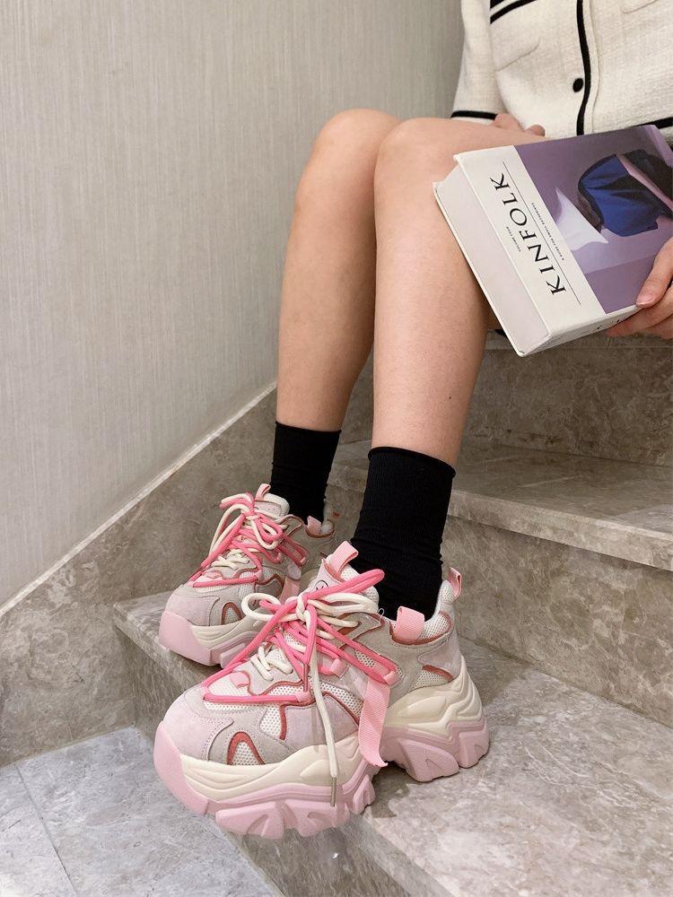 Tyk Såle Havnevind Økende Sko Damemodell 2025 Ny Vår og Høst Nett Rød Alt Student Fritidssneaker