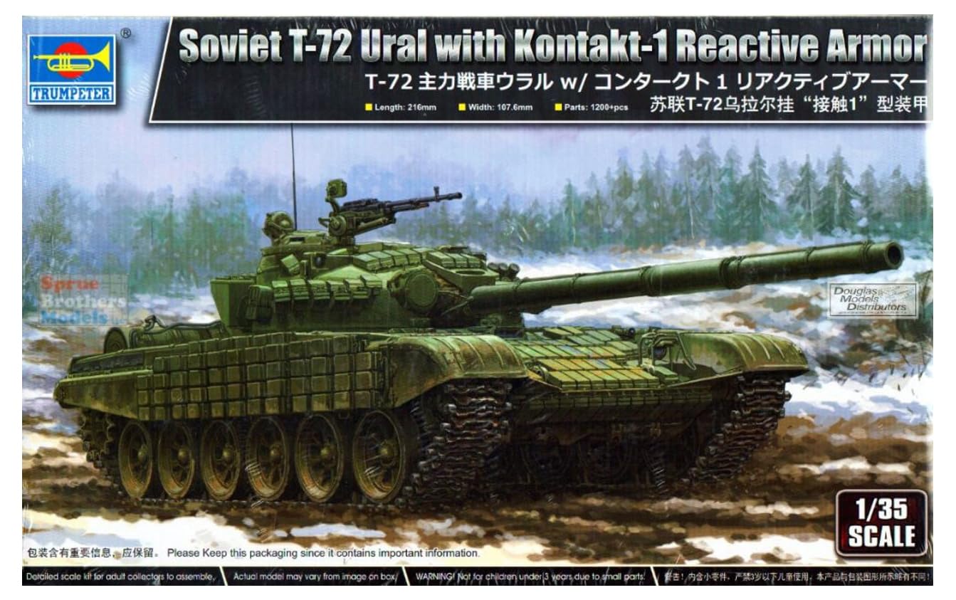 

Trumpeter Russian Ural Main Battle Tank with Kontakt 1 Reactive Armor Plastic Model 09602 1/35 T-72