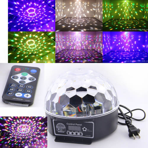 RGB LED Crystal Disco Magic Ball with Remote Control, DMX Effect, Multicolor