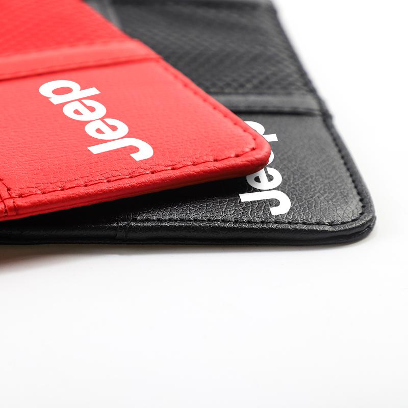 AIB3 Car Sun Visor Storage Card Bag Glasses Clip Phone Holder For Jeep Grand Cherokee Wrangler JK Gladiator Compass Renegade Patriot