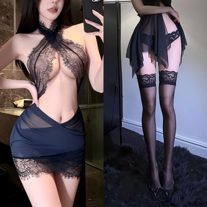 Sexy Lingerie Sexy Tight Lace Mesh Secretary Uniform Passion Free Perspective Pajamas Robe
