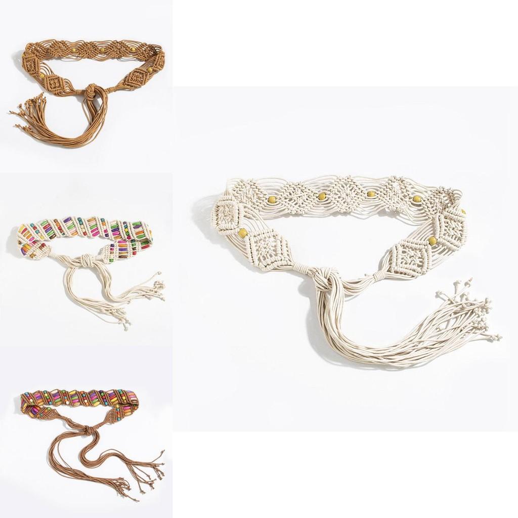 Resort Waist Bohemian Belt With Handmade Beaded Weaving For Womens Style Summer