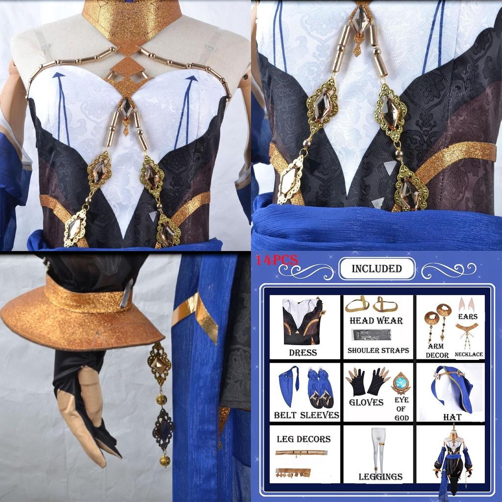 Gorgeous Genshin Impact Layla Cosplay Costume Wig Shoes For Adults Halloween Carnival Party