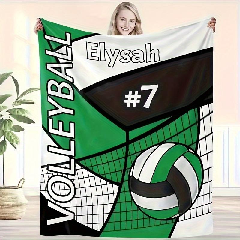 Volleyball Flannel Blanket Personalized Text Soft Machine Washable AllSeason Throw for Boys Girls Adults Home Travel
