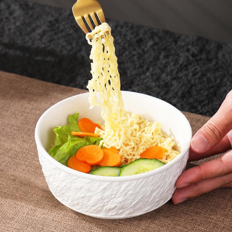 Nordic Style Large Ceramic Bowl: Round Underglaze Design, Thickened for Heat Resistance, Perfect for Soup, Salad, or Noodles.