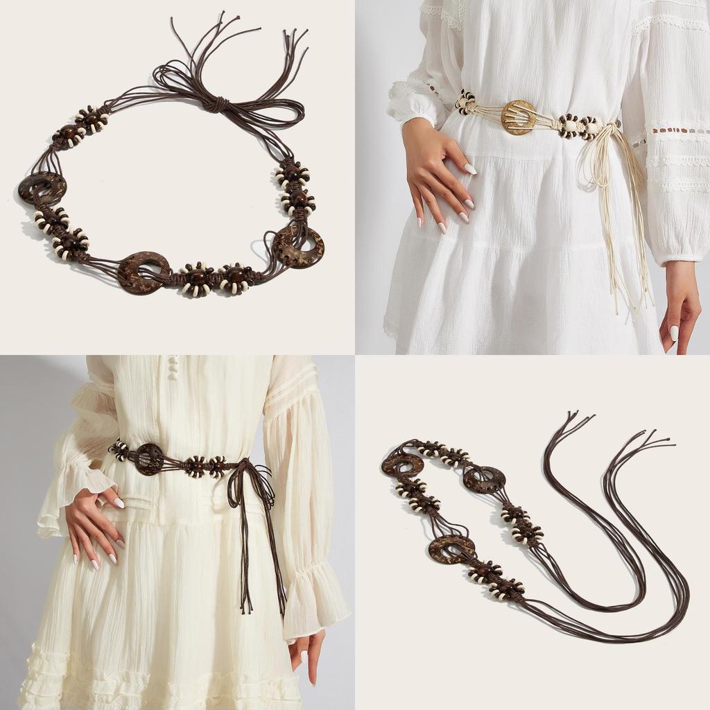 Handmade Woven Waist Rope For Women With Natural Elements For Bohemian Summer Look