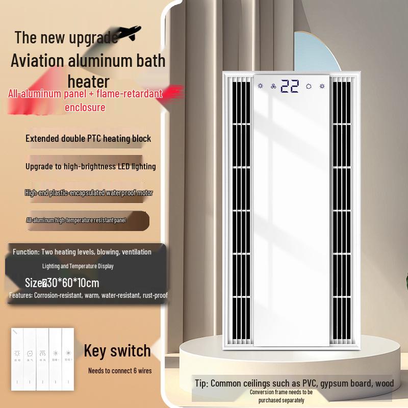 Shenhua Integrated Bathroom Ceiling Heater Fan with Dual Warmth, Lighting, and Exhaust Features