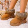 Women's Faux Fur Flat Snow Boots Winter Thick Sole Chunky Platform Ankle Boots  Plus Size Warm Comfort Non Slip Cotton Boots