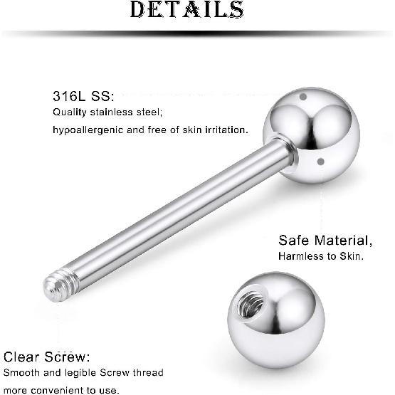 Kridzisw 14G Nipple Tongue Ring 6 Pair Surgical Steel Nipple Pliers Protective Ring Barbell Ring Piercing Body Jewelry CZ Round Lady Girl, Metal