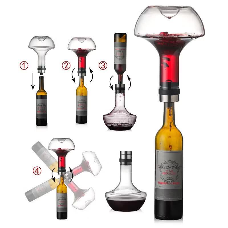 ZISIZ Creative Rotating Glass Wine Decanter Set