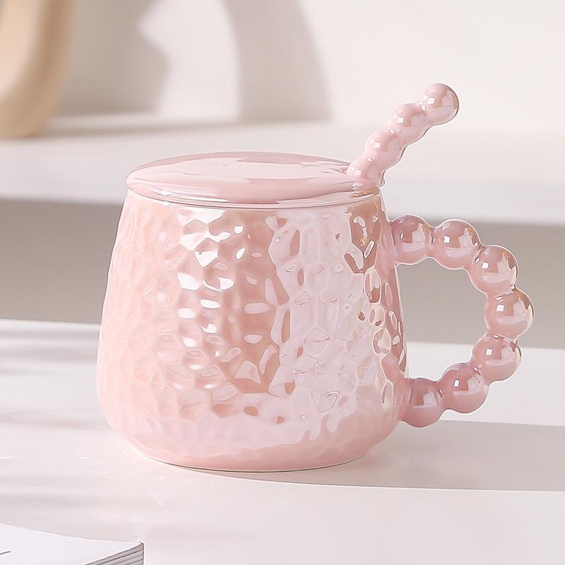 Light Luxury Style Cup Ceramic with Lid Spoon Household Couple Mug Girls Water Cup Design Sense Home Coffee Cup
