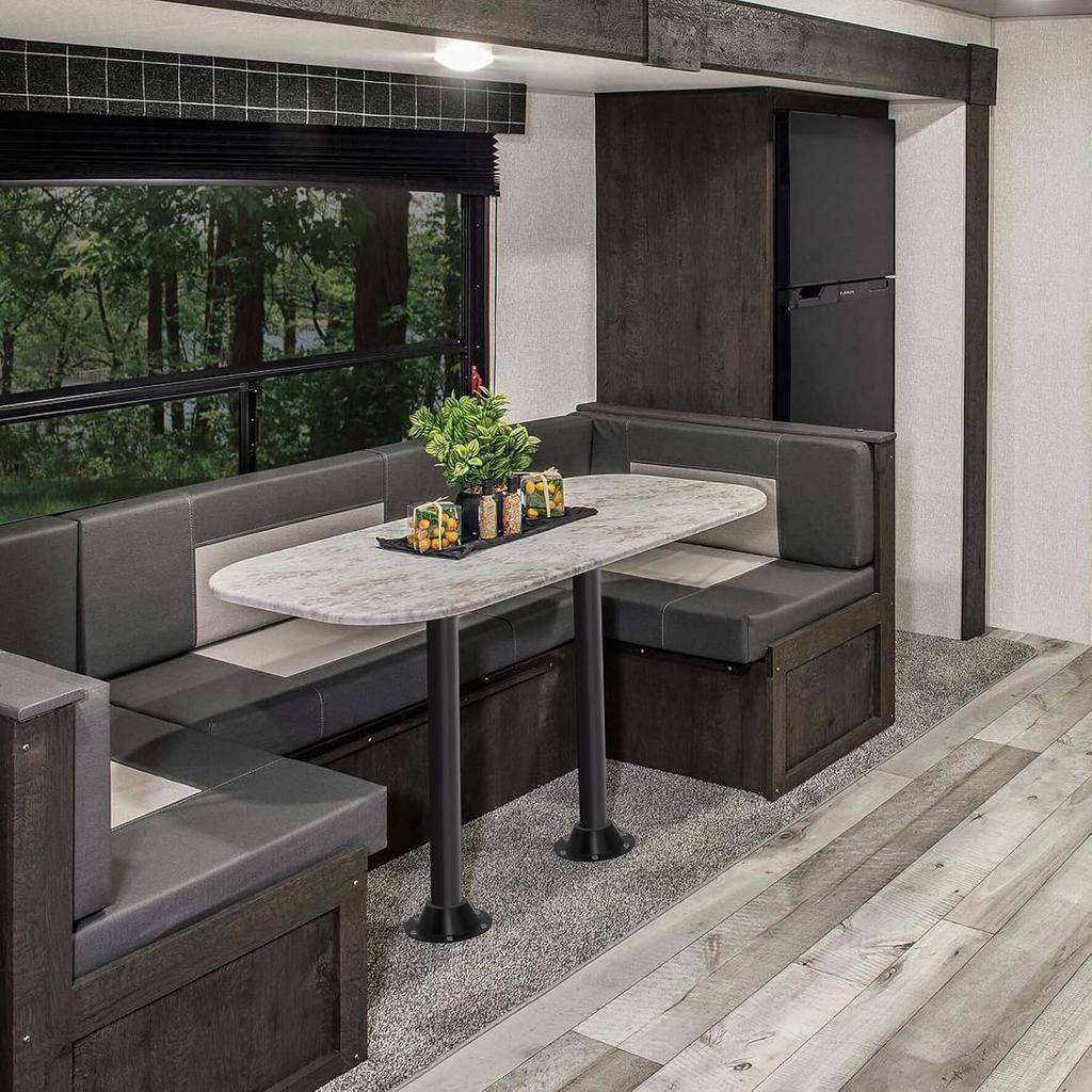 2 Pack RV Table Base Mount,Camper Aluminum Standard RV Pedestal Table Leg Base Flange,Floor Mounting Bracket Flush Plate With 6 Talling Holes,Include