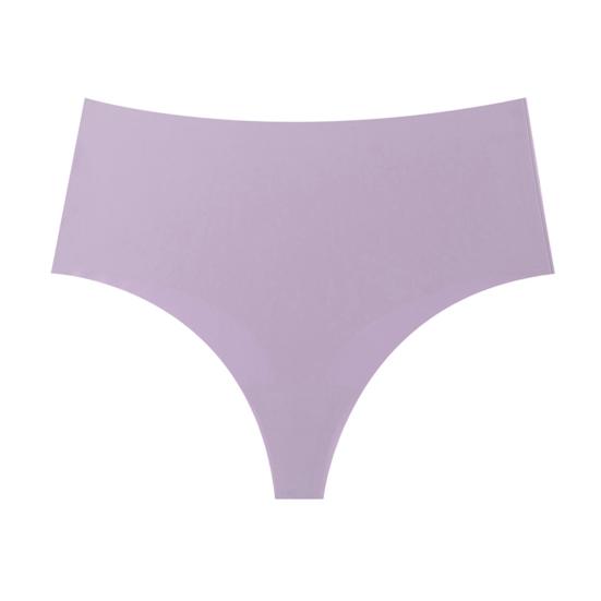 Women High Waisted Seamless Thongs Control Solid Color Breathable Tummy Panties Stretch Ladies Ice Silk Brief