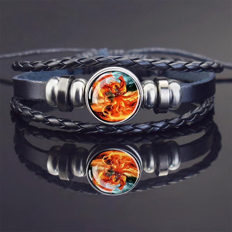 Buy 1pc Phoenix Bracelets Animal Bird Glass Dome Multilayer Woven
