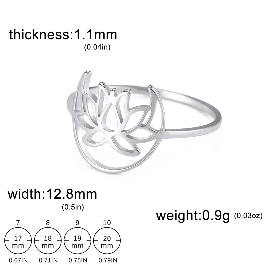 LIKGREAT Elegant Lotus Ring for Women Stainless Steel Amulet Vintage Wedding Finger Rings Jewelry Valentine's Day Gift Wholesale