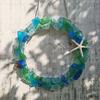 Sea Glass Wreath Handmade Coastal Style Christmas Ornament for Front Door Window Kitchen Cabinet Chair Wall Home Decor