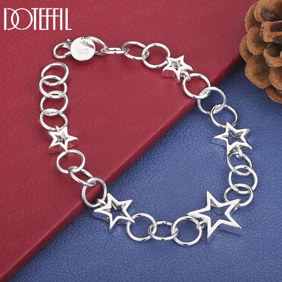 

Модный браслет из стерлингового серебра 925 пробы со звездой, свадебное украшение 20cm