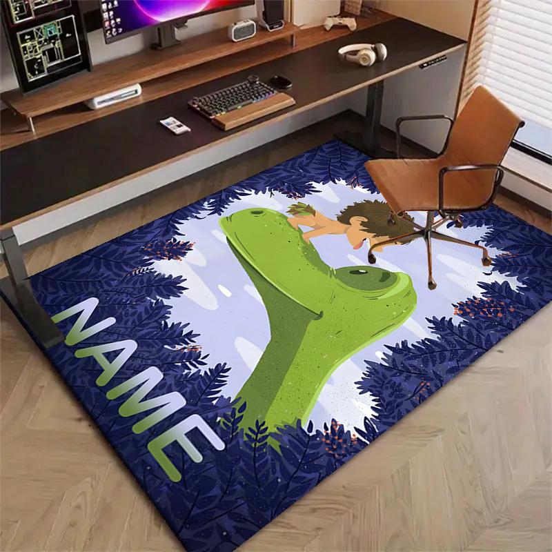 Custom The Good Dinosaur Mat Personalized Name, Polyester Washable Indoor Entryway Rug, Gift for Christmas, Easter, Thanksgiving Day