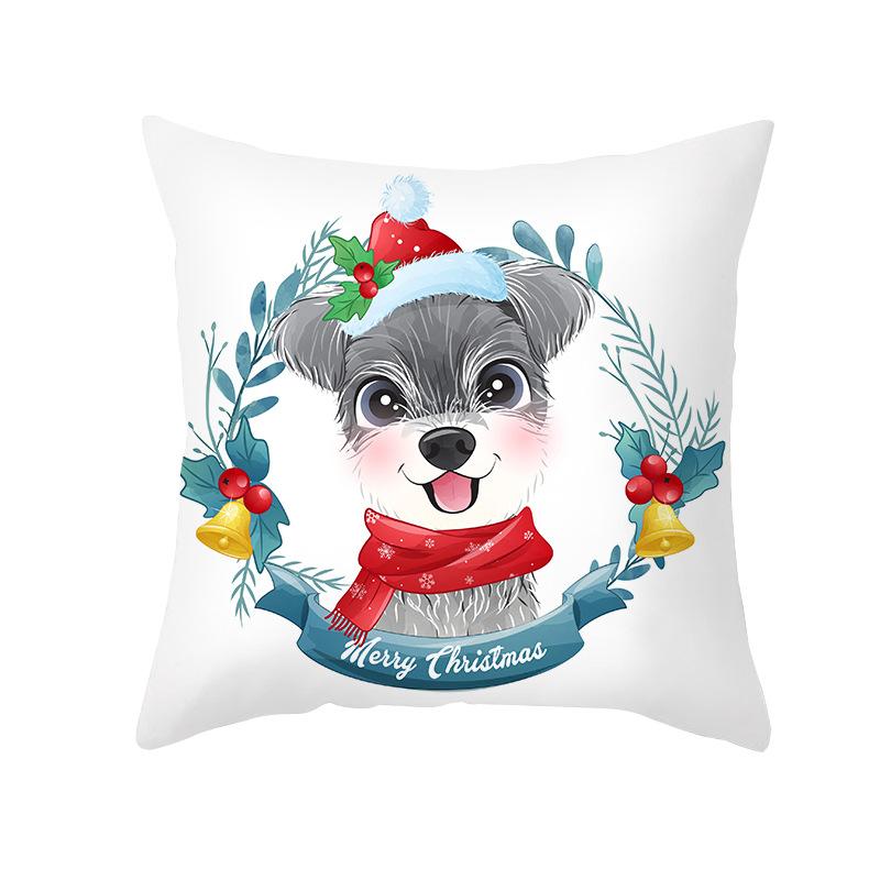 Cartoon Watercolor Christmas Pillow Cover Printed Cute Christmas Snowman Sofa Cushion Pillow Cover Home