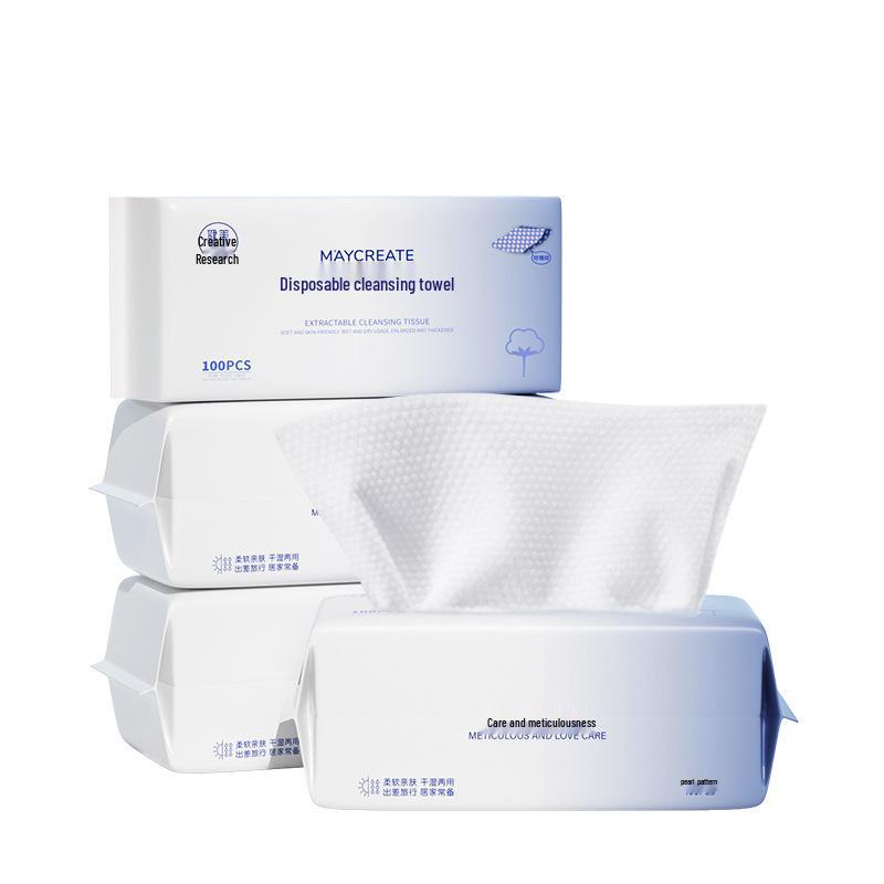 Jianmei Chuangyan Cotton Soft Disposable Facial Cleansing Towel - Thick, Lint-Free, No Pilling, Wet & Dry Use.