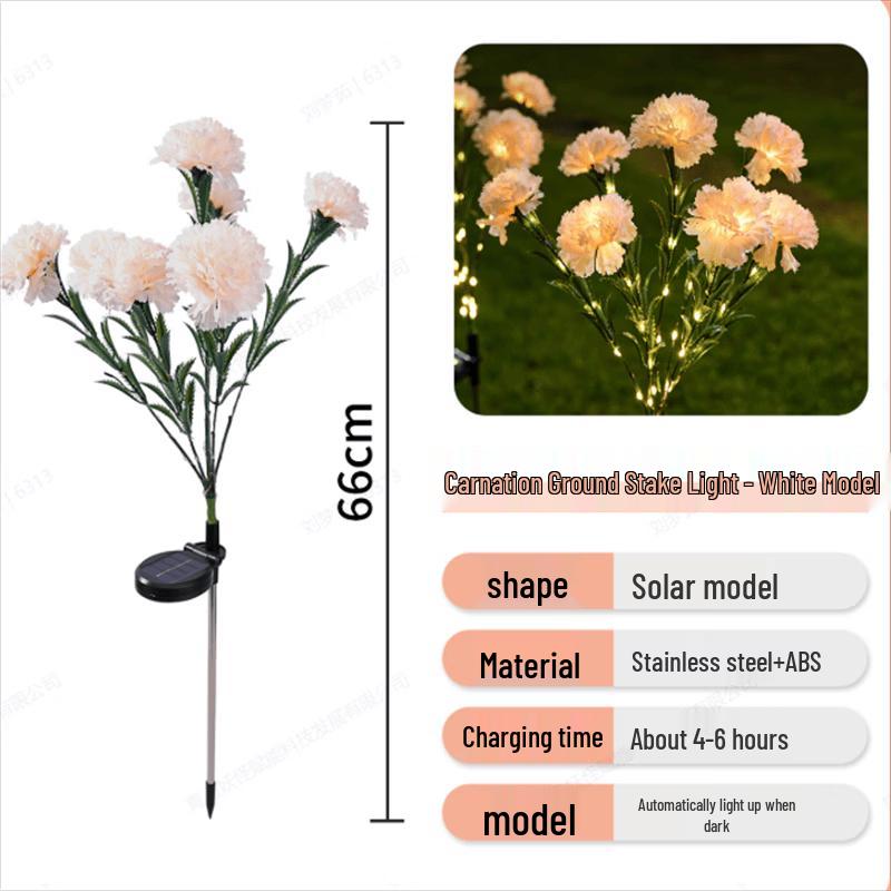 Yuanjian Solar Carnation LED Garden Stake Light розовый