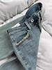 Light Blue High-Waisted Micro-Flare Jeans - Women's Stretch Slim Fit Horseshoe Design for Spring