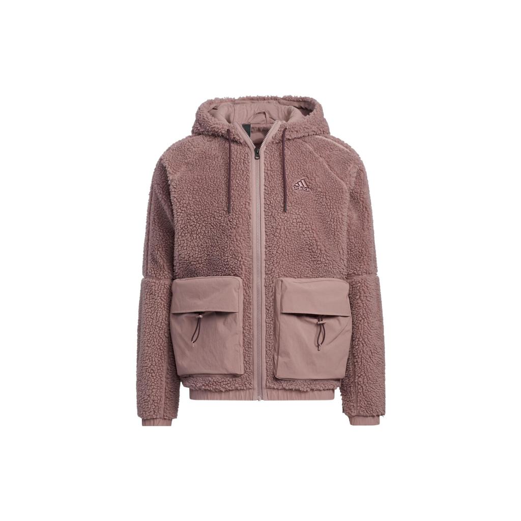 Adidas Bunda s kapucí na zip Boa s vyšívanými pruhy s logem Pánské svrchní oblečení Mystery-Oxide-Red HR4441