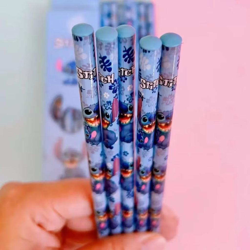 MINISO 12pcs/box Anime Pencil Lilo&Stitch Series Kids Stationery Pen School Supplies Cute Pencil Sharpener Christmars Gifts