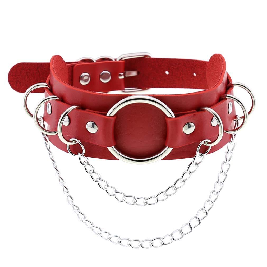 DIEZI Men Harajuku Red PU Leather Necklace Choker Women Ladies Punk Gothic Vintage Statement Collar Pendant Necklace New Jewelry