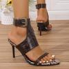 Fashion Sexy Serpentine Pointed Toe Super High Heel Sandals Women Summer Fashion Big Metal Buckle Ankle Strap Sandals Luxury Party Shoes