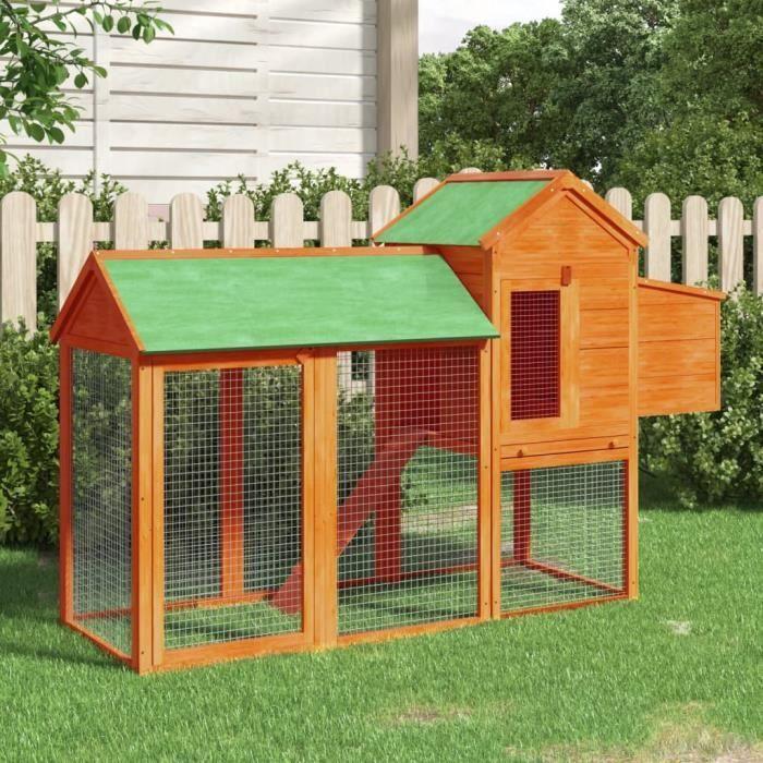 VidaXL Brown Chicken Coop 193x65x117 Cm Solid Pine Wood 172232