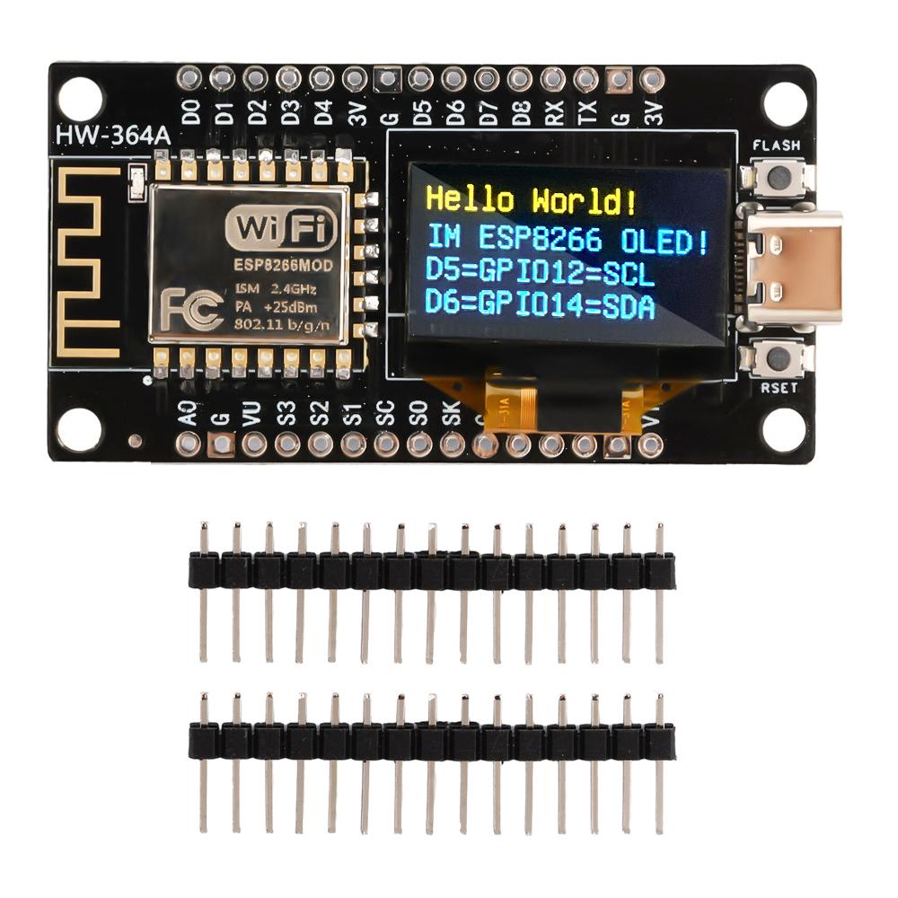 ESP8266 NodeMCU Development Board 0.96 Inch OLED Display,CH-340,ESP-12E WiFi Module,Micro USB for Arduino/Micropython ESP8266