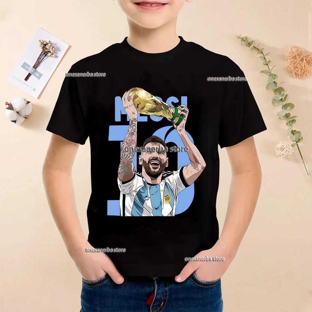 Summer Football Star Idol Cotton Messi Print Children TShirt Kid Teen Clothing Casual Fashion Sports Brand Boy Girl Tee Top