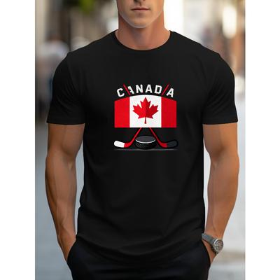 Heren Hockey Print Polyester Korte Mouw T-shirt Zacht Ademend