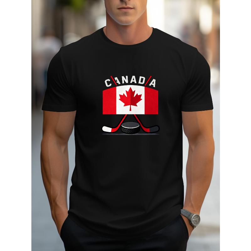 Мужская футболка с коротким рукавом из полиэстера с хоккейным принтом, мягкая и дышащая. S