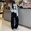 Grey Star Sweatpants Women's Spring and Autumn New High-waisted Thin and Drape Wide-leg Pants Loose Casual Sweatpants