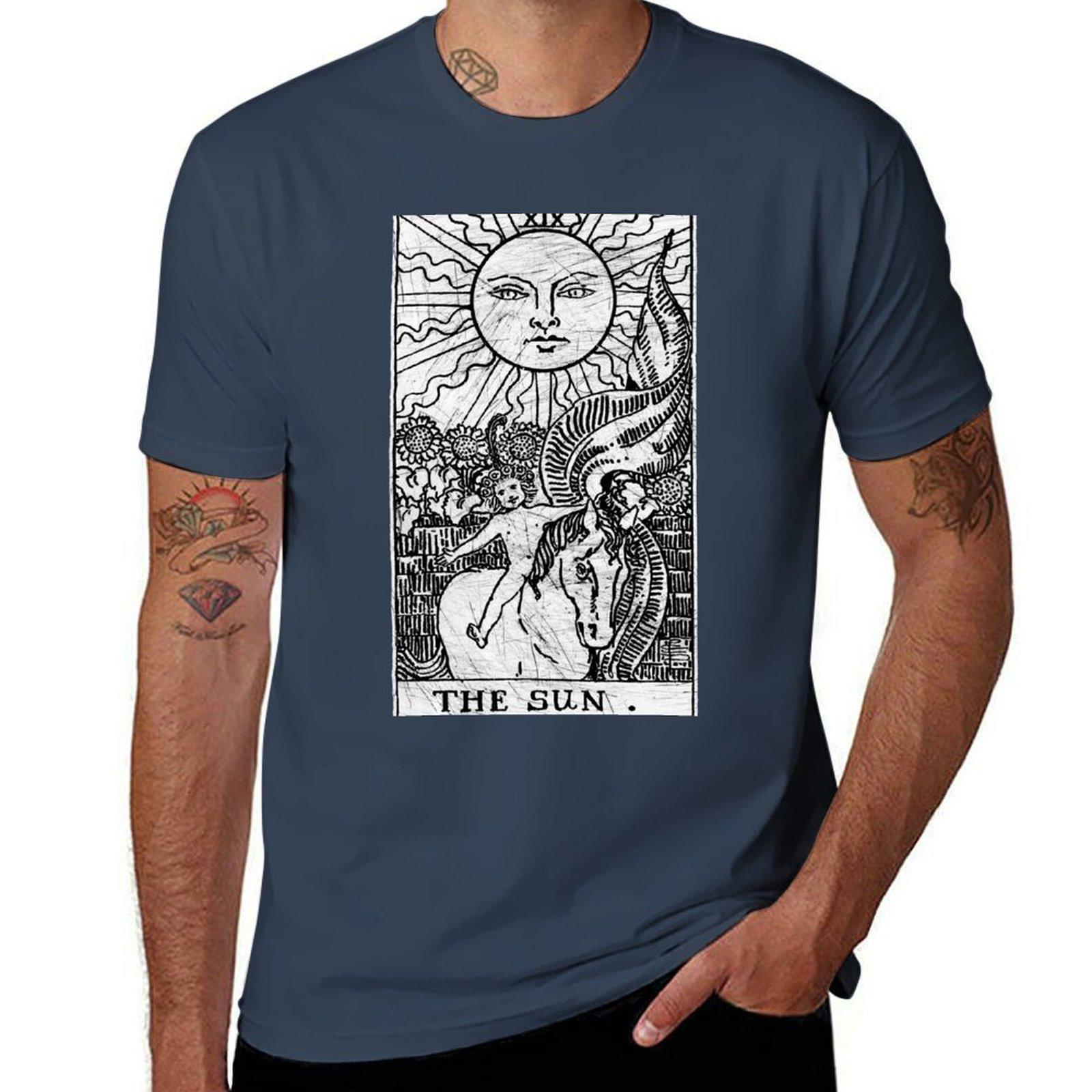 Карта Таро Солнце - Старшие Арканы - гадание - оккультный - Хлопковая футболка 100% - Мужская футболка 100% хлопок - Футболка S
