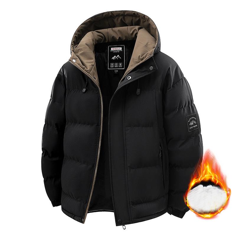 Winddicht Verdickend Herren Oberteile Outdoor Locker Vielseitig Komfort Warmhalten Mäntel Wintermode Lässig Einfarbig Kapuzenparka Herren