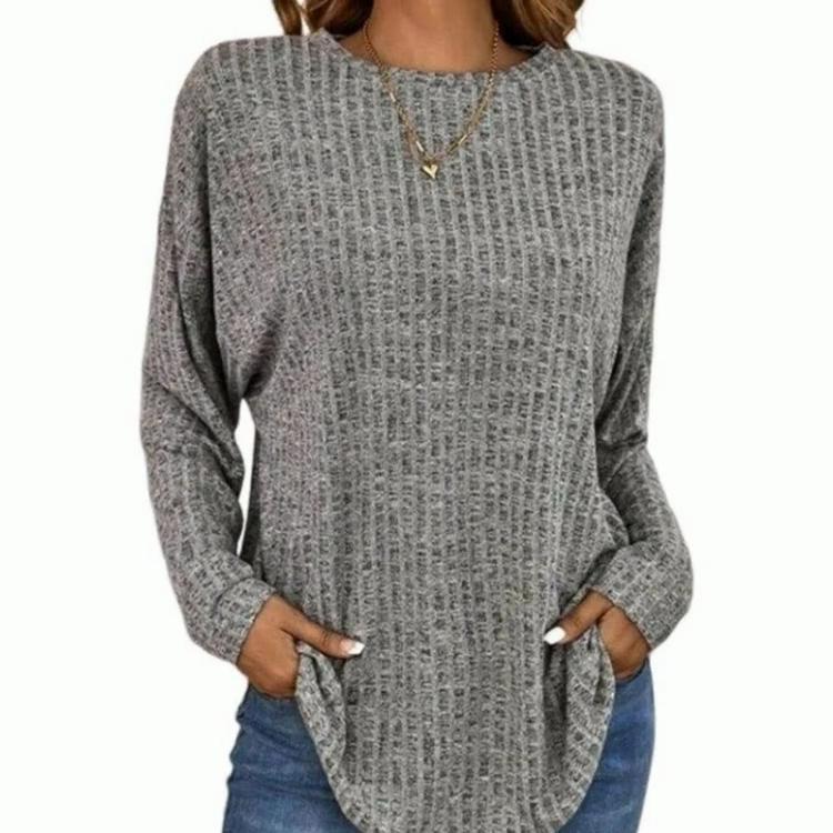 

2023 Women Casual Vintage Solid Color T-shirt Spring Autumn Fashion Round Neck Long Sleeve Loose Elegant All-match Pullovers S бордовий