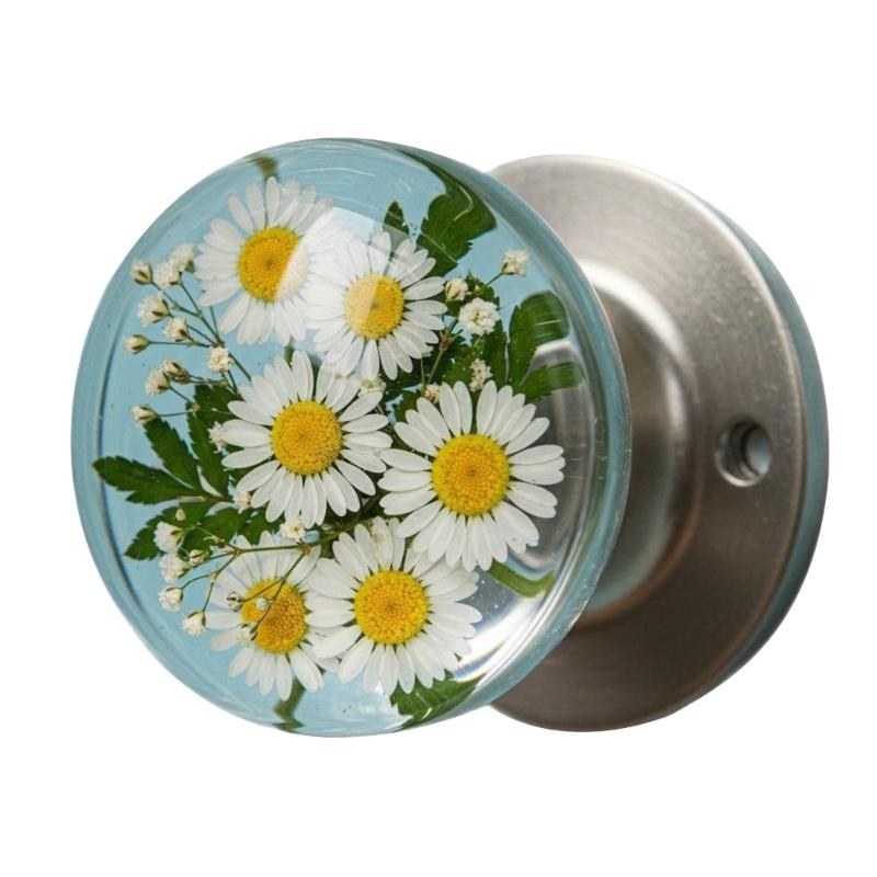 Maniglia per Porta in Resina Retro Fatta a Mano Cristalli Fiori Trasparenti Ferramenta Decorativa per Camera da Letto Ispirata alla Natura Ristrutturazioni Casa
