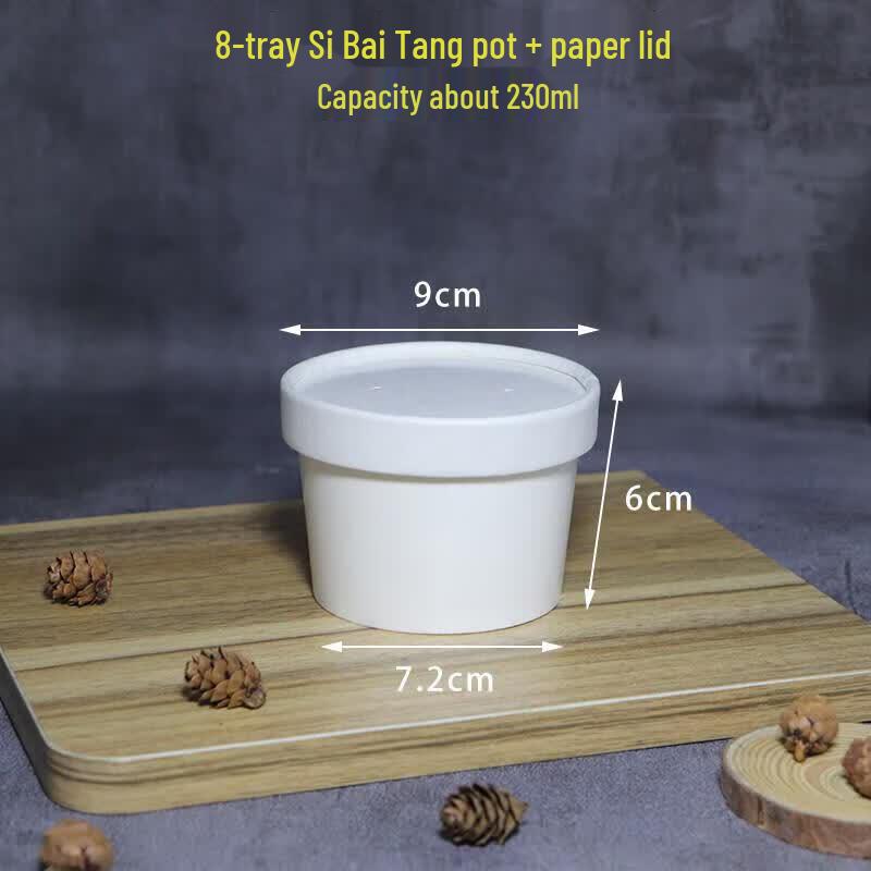 Disposable White Paper Bowls with Lids (8oz, 100-pack)