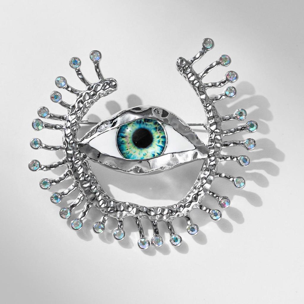Dilly Snow Blue Evil Eye Brooch - Retro Corsage Pin with Turkish & American Influence