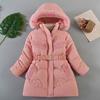 Girls Winter Thick Long Jackets Fleece Lining Plush Hooded Parkas Children Faux Fur Collar Outerwear