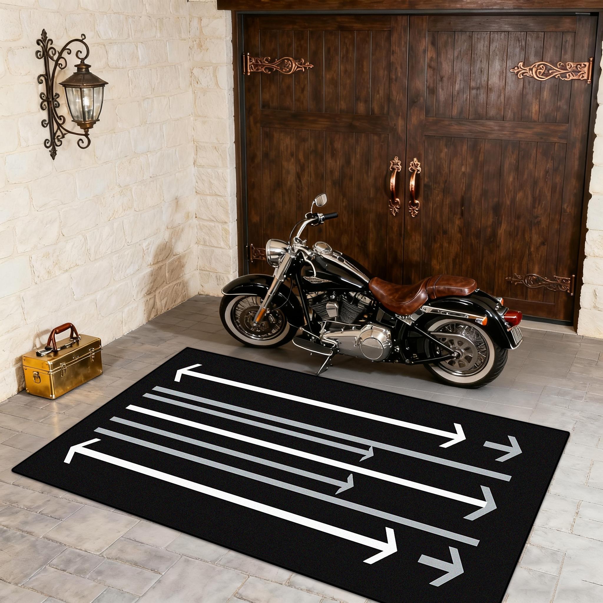 

American Style Home Garage Carpet Black White Striped Decoration Easy Clean Rug Living Room Bedroom Washable Floor Mat Non-slip 60x90cm
