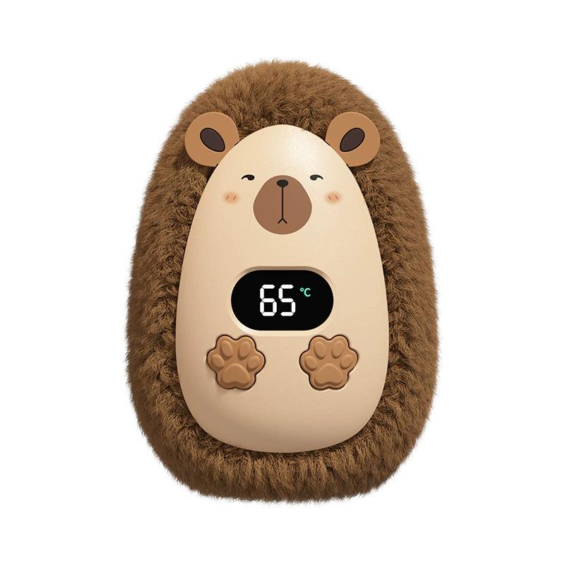 Calentador de manos eléctrico portátil con diseño de dibujos animados y pantalla digital USB